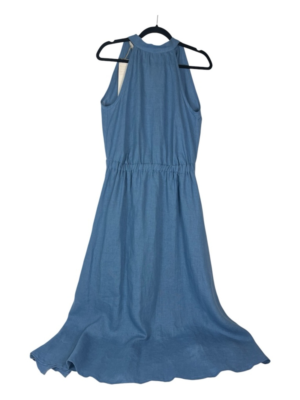 Linen Handmade Studio Sz 10 Estelle Halter Neck Dress Linen Maxi Blue NWT